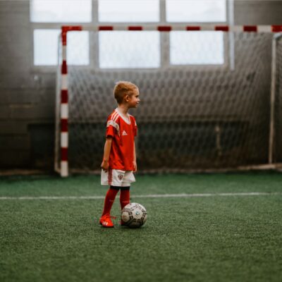 a boy playing football